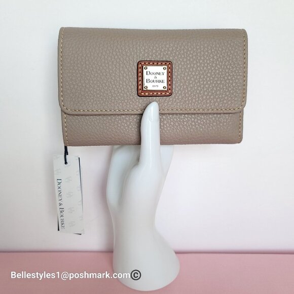 DOONEY & BOURKE Pebbled Grain Leather Medium Flap Wallet with ID Window- Taupe - Picture 1 of 16